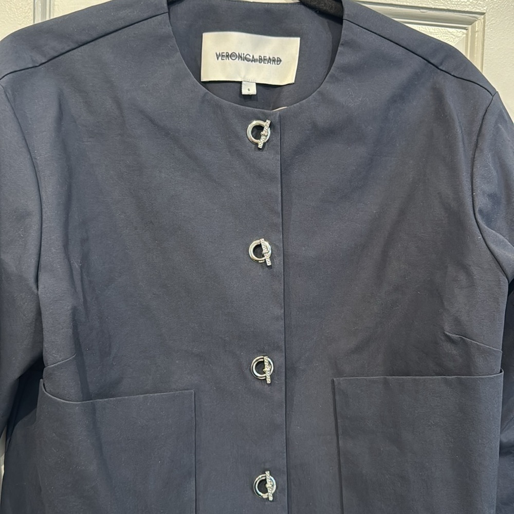 Veronica Beard Sample Navy Jacket With Beige Cuff… - image 2